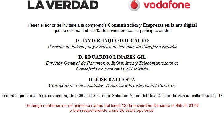Conferencia: Comunicación y Empresas en la era digital 15 noviembre.