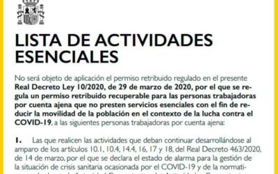 LISTA DE ACTIVIDADES ESENCIALES